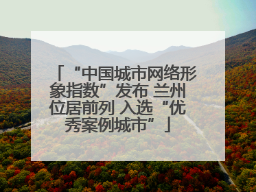 “中国城市网络形象指数”发布 兰州位居前列 入选“优秀案例城市”