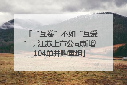“互卷”不如“互爱”，江苏上市公司新增104单并购重组
