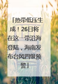 热带低压生成！26日将在这一带沿海登陆，海南发布台风四级预警