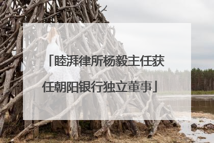 睦湃律所杨毅主任获任朝阳银行独立董事