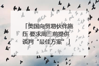 美国向贸易伙伴施压 要求周三前提供谈判“最佳方案”