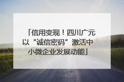 信用变现！四川广元以“诚信密码”激活中小微企业发展动能