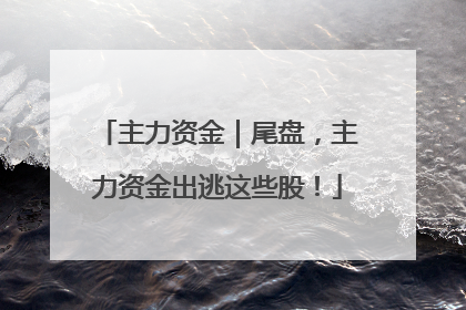 主力资金｜尾盘，主力资金出逃这些股！