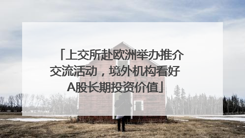 上交所赴欧洲举办推介交流活动，境外机构看好A股长期投资价值