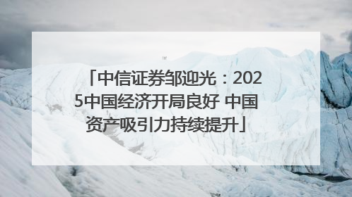 中信证券邹迎光：2025中国经济开局良好 中国资产吸引力持续提升