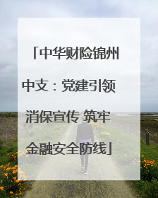 中华财险锦州中支：党建引领消保宣传 筑牢金融安全防线