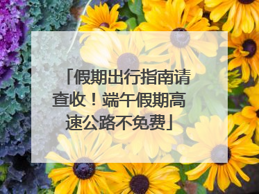 假期出行指南请查收！端午假期高速公路不免费