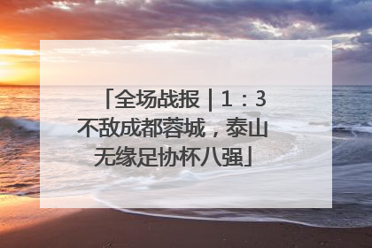 全场战报｜1：3不敌成都蓉城，泰山无缘足协杯八强