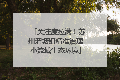 关注度拉满！苏州渭塘镇精准治理小流域生态环境