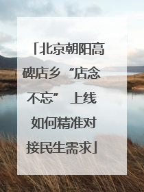 北京朝阳高碑店乡“店念不忘” 上线 如何精准对接民生需求