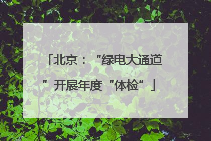 北京：“绿电大通道”开展年度“体检”