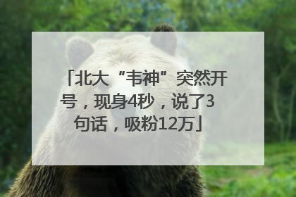 北大“韦神”突然开号，现身4秒，说了3句话，吸粉12万