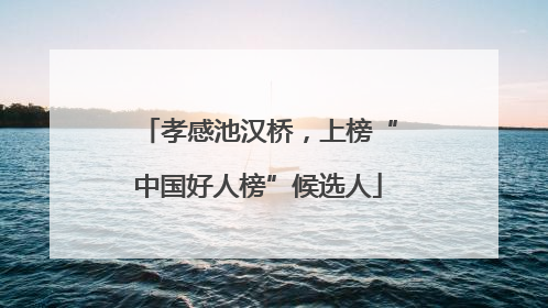 孝感池汉桥，上榜“中国好人榜”候选人