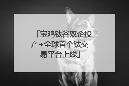 宝鸡钛谷双企投产+全球首个钛交易平台上线