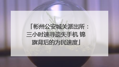 彬州公安城关派出所：三小时速寻遗失手机 锦旗背后的为民速度