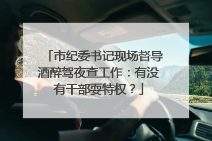 市纪委书记现场督导酒醉驾夜查工作：有没有干部耍特权？