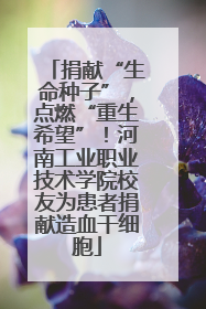 捐献“生命种子”，点燃“重生希望”！河南工业职业技术学院校友为患者捐献造血干细胞