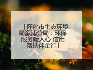 怀化市生态环境局溆浦分局：环保服务暖人心 信用帮扶伴企行