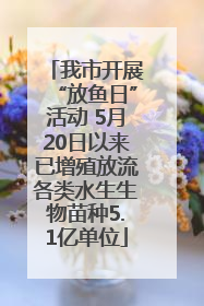 我市开展“放鱼日”活动 5月20日以来已增殖放流各类水生生物苗种5.1亿单位