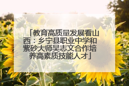 教育高质量发展看山西：乡宁县职业中学和紫砂大师吴志文合作培养高素质技能人才