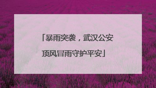暴雨突袭，武汉公安顶风冒雨守护平安