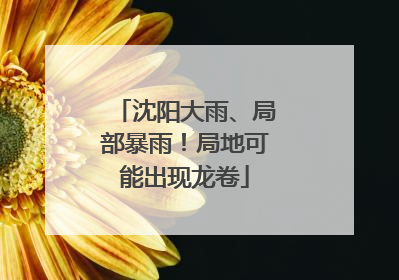 沈阳大雨、局部暴雨！局地可能出现龙卷