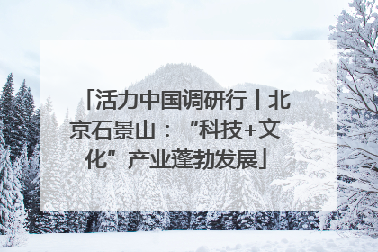 活力中国调研行丨北京石景山：“科技+文化”产业蓬勃发展