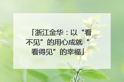 浙江金华：以“看不见”的用心成就“看得见”的幸福