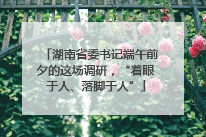 湖南省委书记端午前夕的这场调研，“着眼于人、落脚于人”