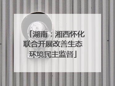湖南：湘西怀化联合开展改善生态环境民主监督