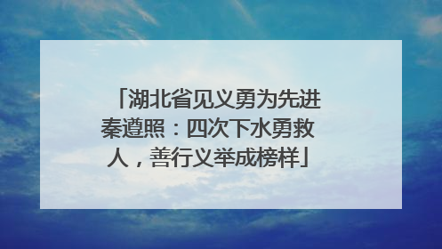 湖北省见义勇为先进秦遵照：四次下水勇救人，善行义举成榜样