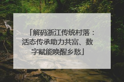 解码浙江传统村落：活态传承助力共富、数字赋能唤醒乡愁