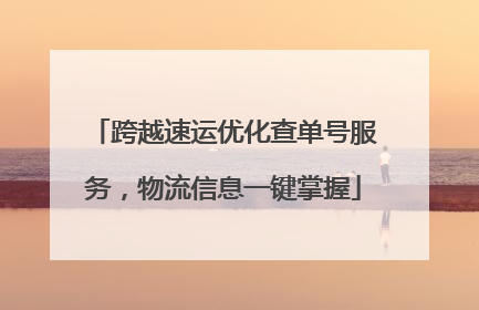 跨越速运优化查单号服务，物流信息一键掌握