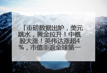 重磅数据出炉，美元跳水，黄金拉升！中概股大涨！英伟达涨超4%，市值重返全球第一！黄仁勋计划出售至多600万股股票