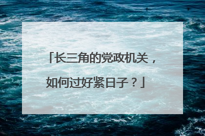 长三角的党政机关，如何过好紧日子？