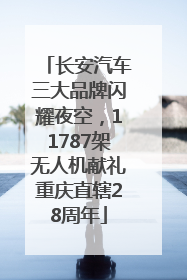 长安汽车三大品牌闪耀夜空，11787架无人机献礼重庆直辖28周年