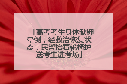 高考考生身体缺钾晕倒，经救治恢复状态，民警抬着轮椅护送考生进考场