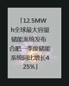 12.5MWh全球最大容量储能系统发布 合肥一季度储能系统同比增长425%