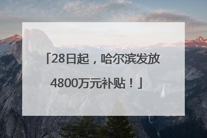 28日起，哈尔滨发放4800万元补贴！